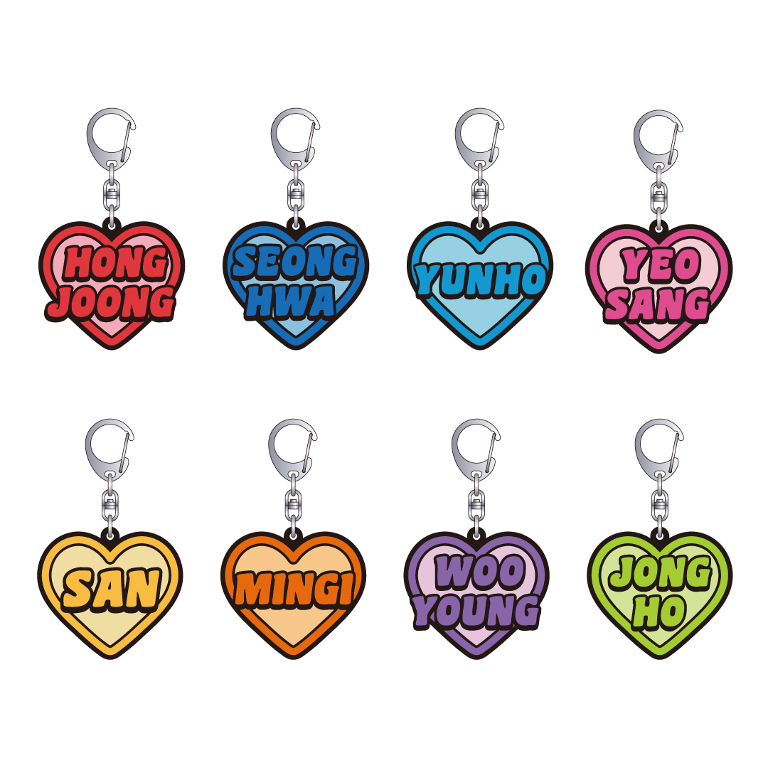 ATEEZ JPFC くじ D賞 E賞 キーリング トレカ コンプリート セット ATEEZ エイティーズ FCくじ D賞 ラバーネームキーリング ジョンホ